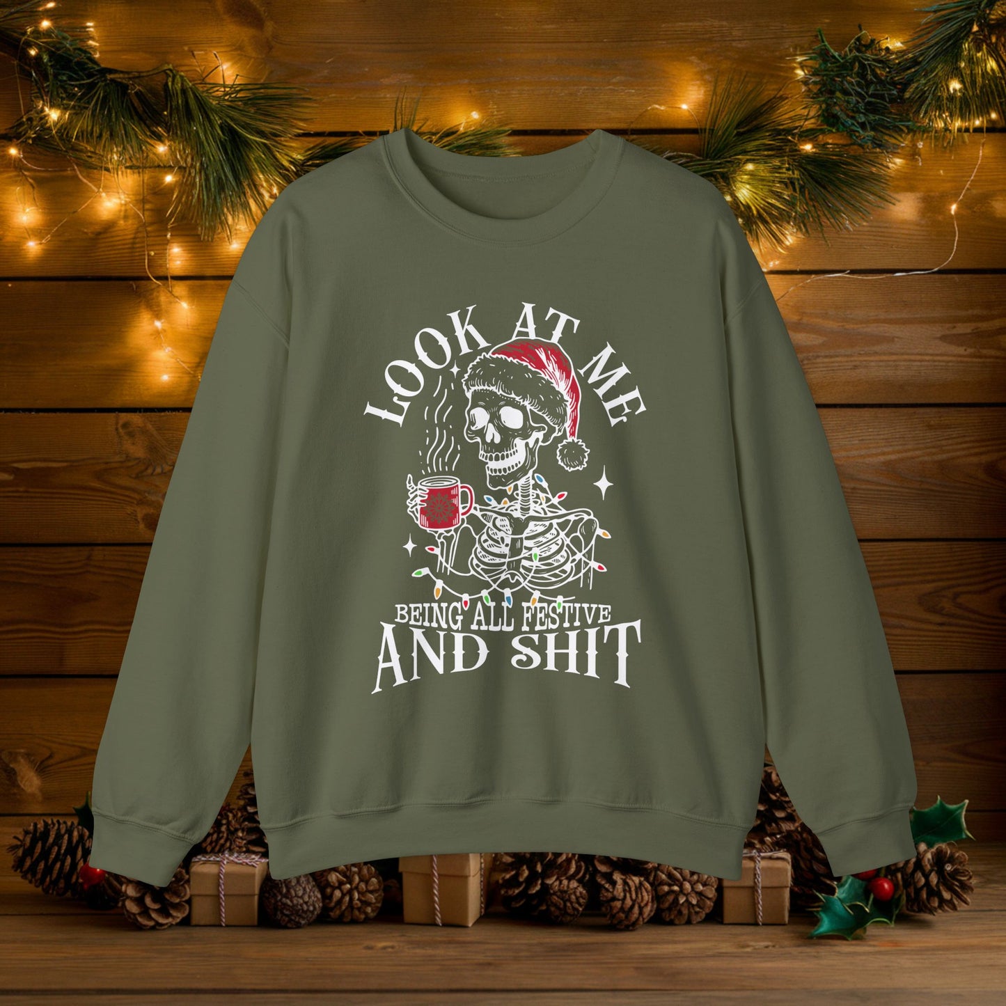 Skeleton Santa Ugly Christmas Sweatshirt