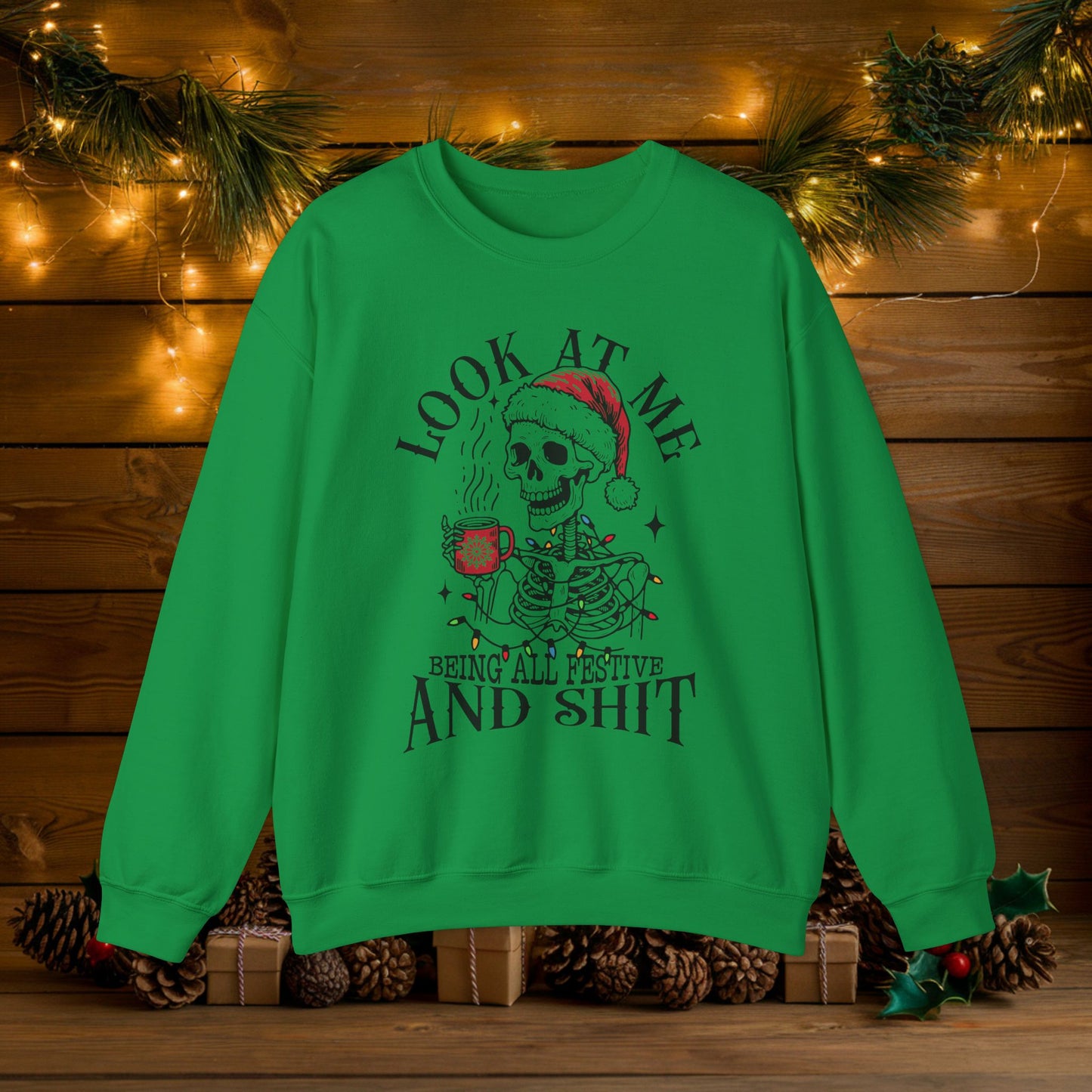 Skeleton Santa Ugly Christmas Sweatshirt