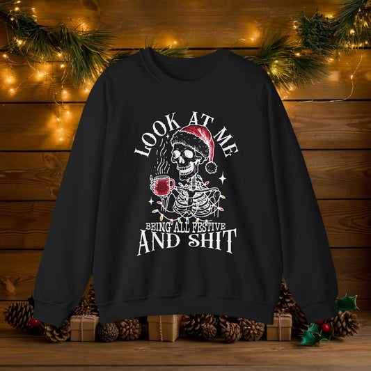 Skeleton Santa Ugly Christmas Sweatshirt