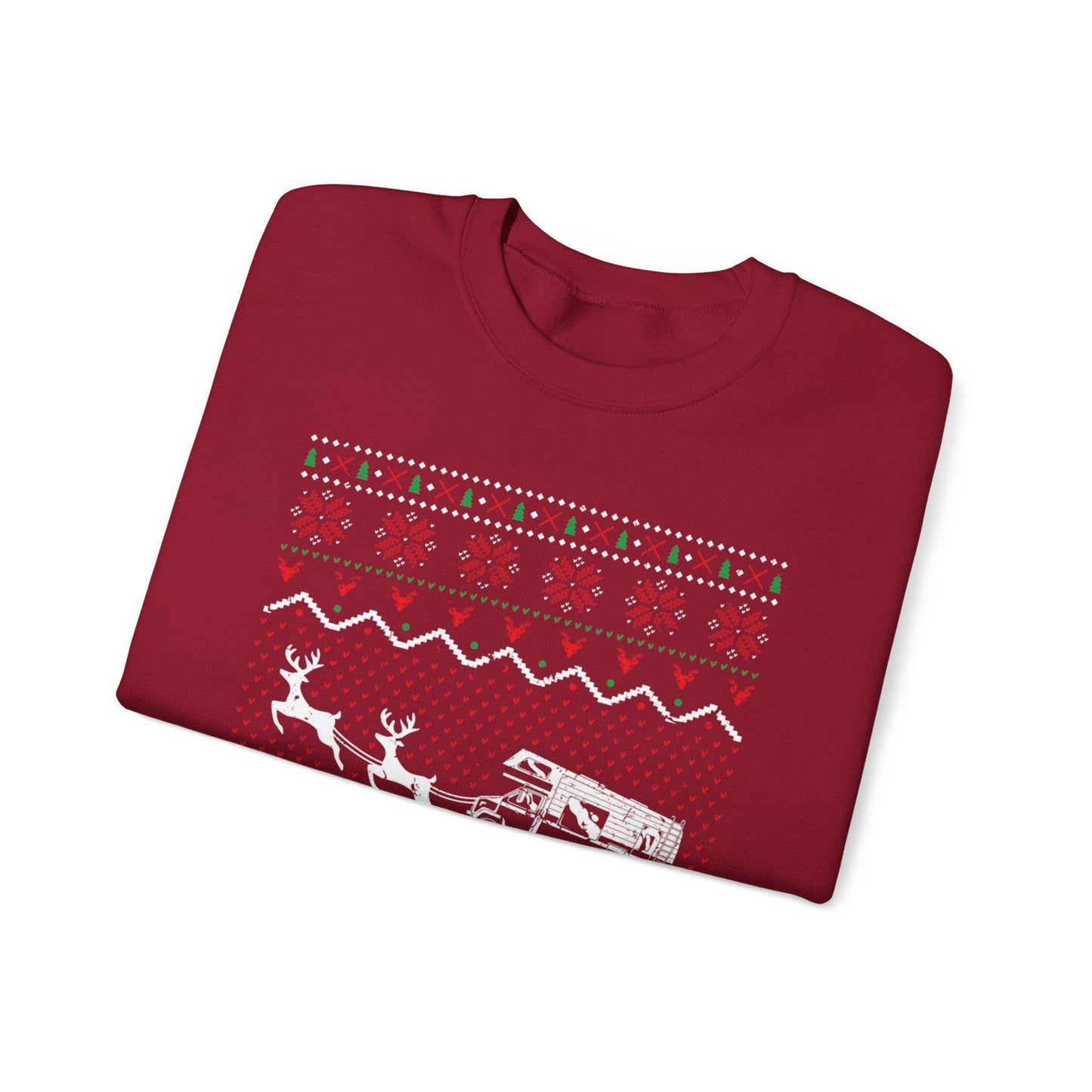 Ugly Sweater Festive Camper Crewneck Sweatshirt - Unisex Heavy Blend™, Christmas Gift