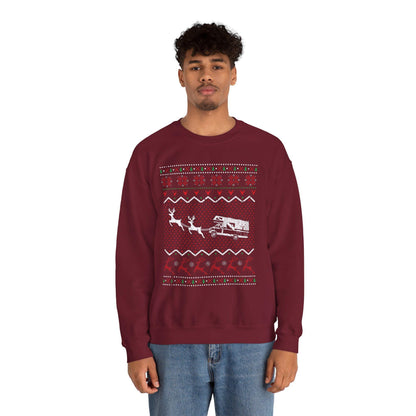 Ugly Sweater Festive Camper Crewneck Sweatshirt - Unisex Heavy Blend™, Christmas Gift