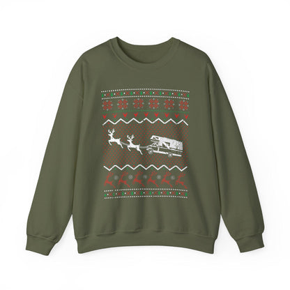 Ugly Sweater Festive Camper Crewneck Sweatshirt - Unisex Heavy Blend™, Christmas Gift